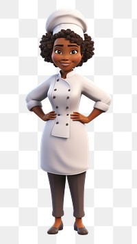 PNG Black woman chef cartoon white background portrait. 