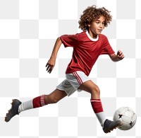 PNG Young footballer kicking sports white background. AI generated Image by rawpixel.