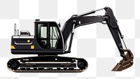 PNG Black excavator white background construction. 