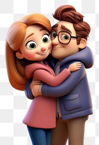 PNG Couple hugging cartoon white background togetherness. 