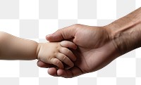 PNG Dad hand hold baby hand finger togetherness touching. 