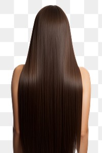 PNG Long healthy straight brown hair adult back white background. AI generated Image by rawpixel.