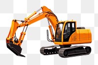 PNG Orange excavator white background construction. 