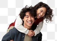 PNG Couple piggyback laughing smile adult. AI generated Image by rawpixel.
