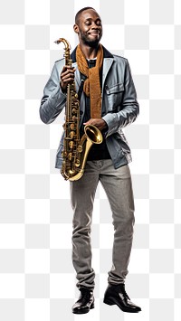 PNG Saxophone holding adult man. 