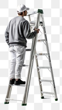 PNG Photoshoot rear view ladder adult white background. AI generated Image by rawpixel.
