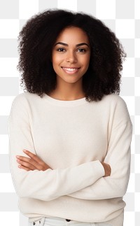 PNG African American woman portrait sweater smiling. AI generated Image by rawpixel.