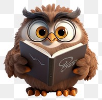 PNG Owl hold a book cartoon bird representation. 