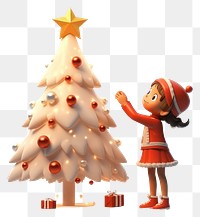 PNG Christmas cartoon white tree. 