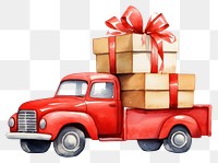 PNG Red Truck carrying gift boxs truck vehicle cartoon. 