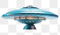 PNG Blue vintage ufo white background transportation architecture. 