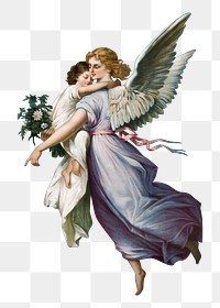 PNG Angel of Peace, vintage angel illustration by B. T. Babbitt, transparent background. Remixed by rawpixel.