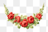 PNG Red roses, vintage flower illustration, transparent background. Remixed by rawpixel.