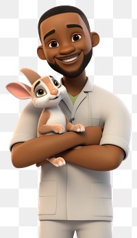 PNG African-american veterinarian cartoon adult  