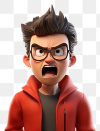 PNG Angry young man cartoon surprise portrait. 