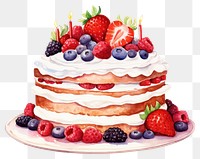 PNG Birthday cake strawberry blueberry dessert. AI generated Image by rawpixel.