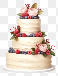 PNG White wedding cake cream blueberry dessert. 