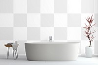 Bathroom wall png mockup, transparent design