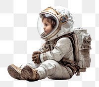 PNG Astronaut sitting helmet white background. AI generated Image by rawpixel.