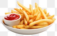 PNG  Appetizer french fries ketchup food white background. 