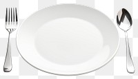 PNG Empty plate spoon fork knife. AI generated Image by rawpixel.
