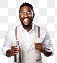 PNG Happy smiling african american barman laughing glasses adult. 