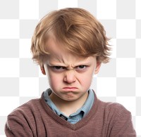 PNG Kid angry face portrait worried photo. 