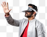 PNG VR goggles technology triumphant gesturing. 