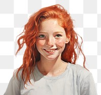 PNG Freckles girl portrait smiling drawing. 