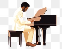 PNG Afro American man playing piano keyboard musician pianist. 