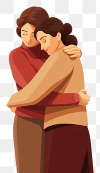 PNG Grandmother hugging cartoon adult. 