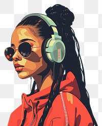 PNG African american woman sunglasses headphones headset. AI generated Image by rawpixel.