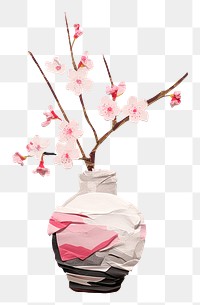 PNG Cherry blossom vase art flower. AI generated Image by rawpixel.