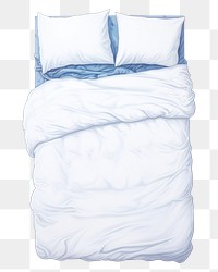 PNG Bed furniture blanket drawing. AI generated Image by rawpixel.