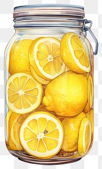 PNG Jar filled with sliced lemons. Bright yellow lemons, fresh and juicy. Lemons in a glass jar, vibrant and citrusy. Preserved lemons, sliced and stored. 