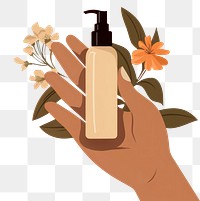 PNG Hand holding cosmetic cosmetics bottle container. 