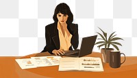 PNG Business woman furniture computer sitting. AI generated Image by rawpixel.