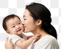 PNG Toddler mother kissing portrait. 