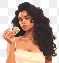 PNG Young girl eating ice cream portrait sketch adult. AI generated Image by rawpixel.