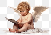 PNG Cherub portrait reading angel. 