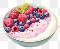PNG Smoothie bowl raspberry blueberry dessert. AI generated Image by rawpixel.