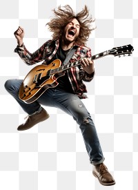 PNG Jumping guitar guy musician adult white background. 