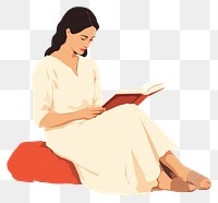 PNG Reading sitting adult woman. 