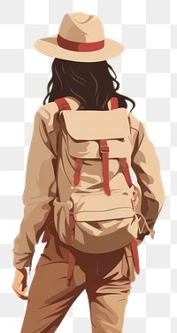 PNG Female adventurer backpack headwear mountain. AI generated Image by rawpixel.