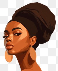 PNG African american woman portrait earring drawing. 