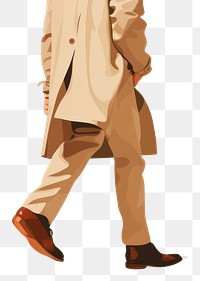 PNG Man walking footwear overcoat khaki. 