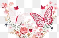 PNG Butterfly sniffing flowers pattern art  