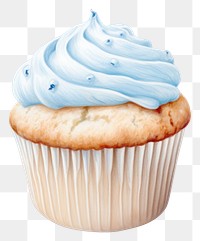 PNG Blue muffin cupcake dessert icing. AI generated Image by rawpixel.