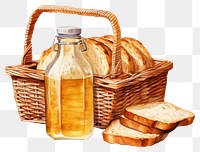 PNG Brown basket bread bottle food. 