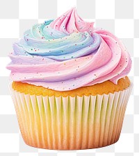 PNG Rainbow muffin cupcake dessert icing. 